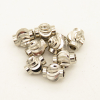 Brass Tube Beads,Round,Corrugated Beads,Tube,Plating White K Gold,6*7mm,Hole:2mm,about 0.7g/pc,100 pcs/package,XFFO00329aivb-L003
