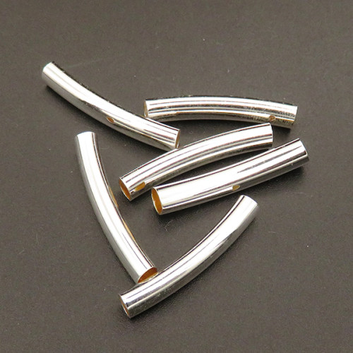 Brass Tube Beads,Long Bent pipe,Plating silver,5*30mm,Hole:4mm,about 0.7g/pc,100 pcs/package,XFFO00333ajvb-L003