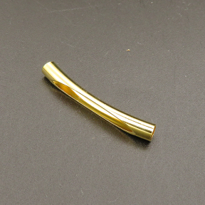 Brass Tube Beads,Long Bent pipe,Plating Gold,4*32mm,Hole:3mm,about 0.8g/pc,100 pcs/package,XFFO00337ajvb-L003