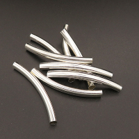 Brass Tube Beads,Long Bent pipe,Plating silver,5*50mm,Hole:4mm,about 1.7g/pc,100 pcs/package,XFFO00343ajvb-L003