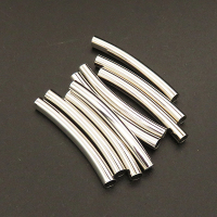 Brass Tube Beads,Long Bent pipe,Plating White K Gold,4*35mm,Hole:3mm,about 0.7g/pc,100 pcs/package,XFFO00345vila-L003