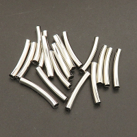Brass Tube Beads,Long Bent pipe,Plating White K Gold,3*20mm,Hole:2mm,about 0.2g/pc,100 pcs/package,XFFO00347ahlv-L003
