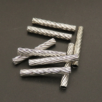 Brass Tube Beads,Spiral long tube,Plating White K Gold,4*30mm,Hole:3mm,about 0.7g/pc,100 pcs/package,XFFO00351ajvb-L003