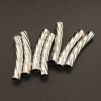 Brass Tube Beads,Spiral Bent pipe,Plating White K Gold,5*30mm,Hole:4mm,about 1.1g/pc,100 pcs/package,XFFO00353ajvb-L003