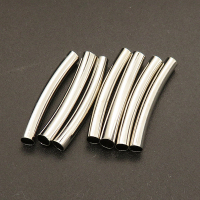 Brass Tube Beads,Bent pipe,Plating White K Gold,4*30mm,Hole:3mm,about 0.3g/pc,100 pcs/package,XFFO00363aivb-L003