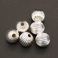 Brass Corrugated Beads,Crimp Beads,Plating silver,10mm,Hole:2mm,about 0.6g/pc,100 pcs/package,XFFO00381aivb-L003