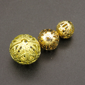 Brass Filigree Beads,Ball,Hollow,Plating Gold,10mm,Hole:1mm,about 0.4g/pc,50 pcs/package,XFFO00385bkab-L003