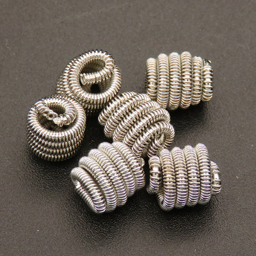 Brass Spring Beads,Spiral Column,Plating White K Gold,7*8mm,Hole:1.5mm,about 0.4g/pc,50 pcs/package,XFFO00399amaa-L003