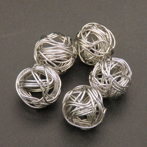 Brass Wire Beads,Ball,Hollow,Plating White K Gold,12mm,Hole:3mm,about 1.1g/pc,50 pcs/package,XFFO00401amaa-L003