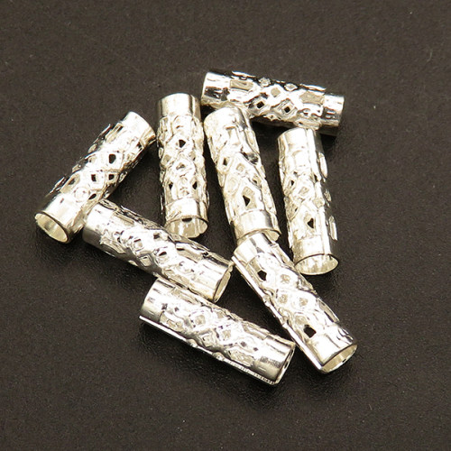 Brass Tube Beads,Hollow,Long tube,Plating silver,4*12mm,Hole:3mm,about 0.2g/pc,100 pcs/package,XFFO00408bhva-L003