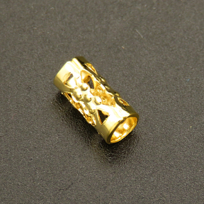 Brass Tube Beads,Hollow,Long tube,Plating Gold,4*8mm,Hole:3mm,about 0.15g/pc,100 pcs/package,XFFO00414bbov-L003