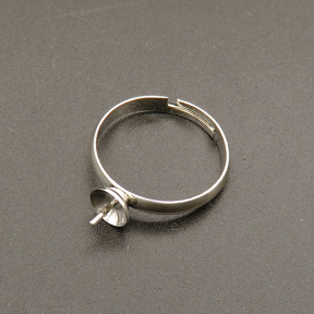 Brass Finger Ring Settings,Ring with needle,Plating White K Gold,19*24mm,Needle:0.8mm,about 1.2g/pc,50 pcs/package,XFFR00001hbab-L003