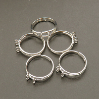 Brass Loop Ring Base,Four holes ring,Plating White K Gold,19*22mm,Hole:2mm,about 1.1g/pc,50 pcs/package,XFFR00003hbab-L003