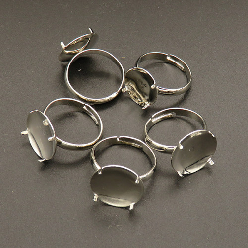 Brass Pad Ring Settings,Four claws rings,Plating White K Gold,19*22mm,about 2g/pc,50 pcs/package,XFFR00011hbab-L003
