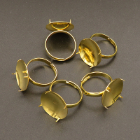 Brass Pad Ring Settings,Four claws rings,Plating Gold,19*22mm,about 2g/pc,50 pcs/package,XFFR00013hbab-L003