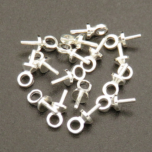 Brass Peg Bails,Eye pins,Plating silver,3*7mm,Needle:0.8mm,Hole:2mm,about 0.08g/pc,500 pcs/package,XFP00047baka-L003