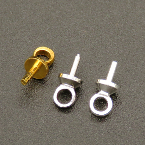 Brass Peg Bails,Eye pins,Plating silver,3*7mm,Needle:0.8mm,Hole:2mm,about 0.08g/pc,500 pcs/package,XFP00047baka-L003