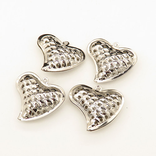 Brass Bead Cage Pendants,Heart,Hollow,Plating White K Gold,31*28mm,Hole:2mm,about 2.6g/pc,50 pcs/package,XFPC00645albv-L003