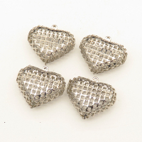 Brass Bead Cage Pendants,Heart,Hollow,Plating White K Gold,20*18mm,Hole:1mm,about 1.1g/pc,50 pcs/package,XFPC00647bkab-L003