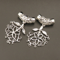 Brass Pendant,Flowers,Plating White K Gold,35*60mm,about 10g/pc,10 pcs/package,XFPC00649jbbb-L003