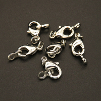 Brass Clasps,Lobster Claw Clasps,Plating White K Gold,Lobster Claw Clasps:15mm,Jump Rings:5mm,Unlimited:5*9mm,Hole:3mm,about 1g/pc,50 pcs/package,XFCL00666bkab-L003