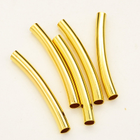 Brass Tube Beads,Large hole Bent pipe,Plating Gold,4x35mm,Hole:3mm,about 0.2g/pc,100 pcs/package,XFFO00431bhva-L003