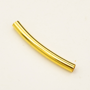 Brass Tube Beads,Large hole Bent pipe,Plating Gold,4x35mm,Hole:3mm,about 0.2g/pc,100 pcs/package,XFFO00431bhva-L003