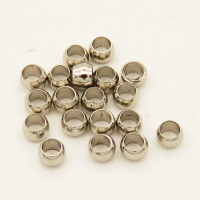 Brass Crimp Beads,Round positioning bead,Plating White K Gold,5mm,Hole:3mm,about 425g/package,10000 pcs/package,XFFO00442vkla-L003