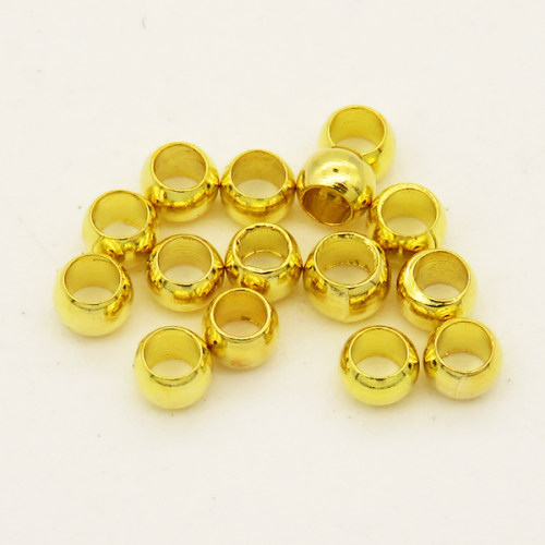 Brass Crimp Beads,Round positioning bead,Plating Gold,5mm,Hole:3mm,about 425g/package,10000 pcs/package,XFFO00444vkla-L003