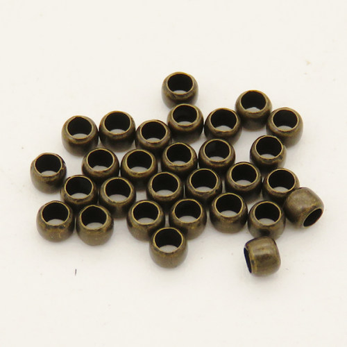 Brass Crimp Beads,Round positioning bead,Bronze,4mm,Hole:2mm,about 120g/package,10000 pcs/package,XFFO00452bobb-L003