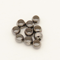 Brass Crimp Beads,Round positioning bead,Plating Gun black,5mm,Hole:3mm,about 410g/package,10000 pcs/package,XFFO00455hbab-L003
