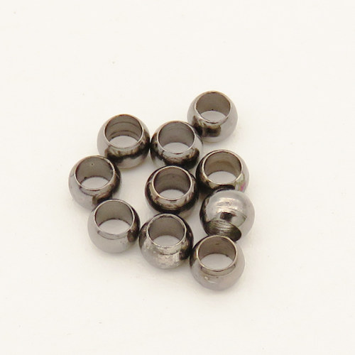 Brass Crimp Beads,Round positioning bead,Plating Gun black,5mm,Hole:3mm,about 410g/package,10000 pcs/package,XFFO00455hbab-L003