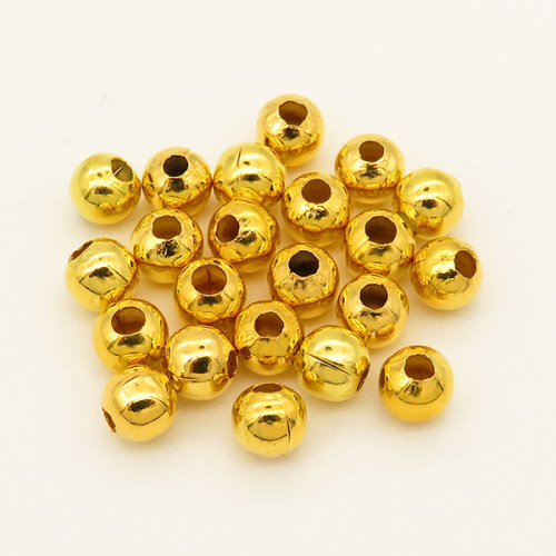 Brass Crimp Beads,Round,Plating Gold,6mm,Hole:2mm,about 0.3g/pc,500 pcs/package,XFFO00457albv-L003