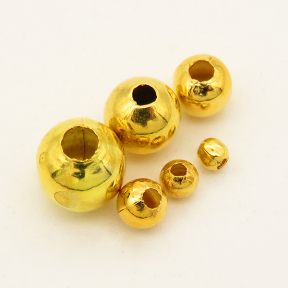 Brass Crimp Beads,Round,Plating Gold,6mm,Hole:2mm,about 0.3g/pc,500 pcs/package,XFFO00457albv-L003