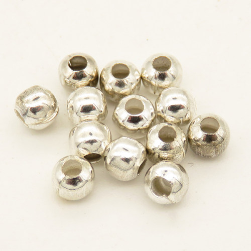 Brass Crimp Beads,Round,Plating silver,8mm,Hole:2mm,about 0.6g/pc,500 pcs/package,XFFO00462hbab-L003