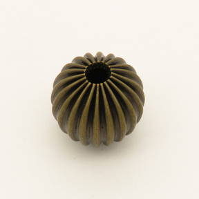 Brass Corrugated Beads,Round,Bronze,10mm,Hole:2mm,about 0.6g/pc,50 pcs/package,XFFO00466ajvb-L003