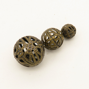 Brass Filigree Beads,Round,Bronze,8mm,Hole:1mm,about 0.4g/pc,50 pcs/package,XFFO00469vila-L003