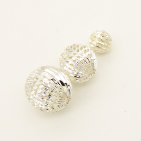 Brass Filigree Beads,Round,Plating silver,10mm,Hole:2mm,about 0.4g/pc,50 pcs/package,XFFO00472bkab-L003