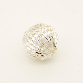 Brass Filigree Beads,Round,Plating silver,10mm,Hole:2mm,about 0.4g/pc,50 pcs/package,XFFO00472bkab-L003