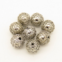 Brass Wire Beads,Round,Plating White K Gold,9mm,Hole:1mm,about 0.4g/pc,50 pcs/package,XFFO00475bkab-L003