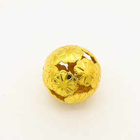Brass Filigree Beads,Round,Flower,Plating Gold,21mm,Hole:1mm,about 2.5g/pc,10 pcs/package,XFFO00481hbab-L003