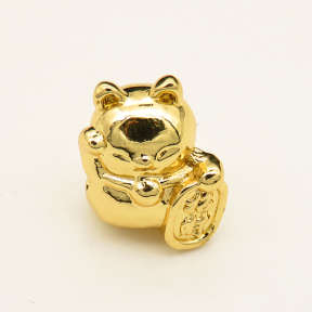 Zinc Alloy Beads,Lucky Cat,Plating Gold,14.5*11*10mm,Hole:5mm,about 5.5g/pc,10 pcs/package,XFFO00504aaha-L003