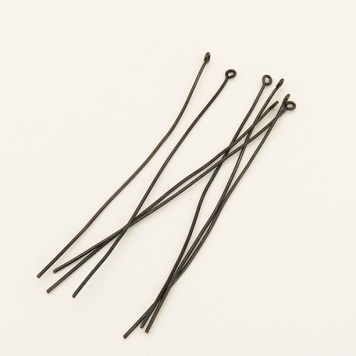 Brass Pins,Eye pins,Plating Gun black,76mm,Needle:1mm,Hole:1mm,about 0.25g/pc,100 pcs/package,XFP00049bhva-L003