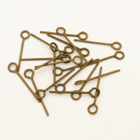 Brass Pins,Eye pins,Bronze,13.5mm,Needle:1mm,Hole:2mm,about 0.07g/pc,500 pcs/package,XFP00053vaia-L003