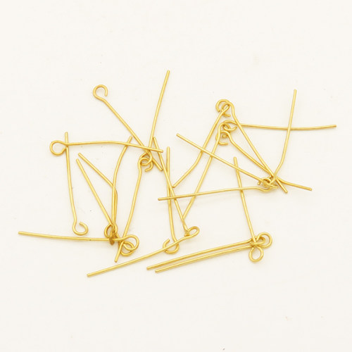 Brass Pins,Eye pins,Plating Gold,19mm,Needle:1mm,Hole:1.5mm,about 0.04g/pc,500 pcs/package,XFP00057vaia-L003