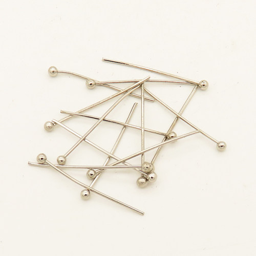Brass Head pins,Round head pin,Plating White K Gold,22mm,Needle:1mm,about 0.06g/pc,500 pcs/package,XFP00063avja-L003