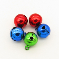 Brass Pendant,Bell Pendant,Electroplating paint,Random mixed color,12x16mm,Hole:2mm,about 1g/pc,50 pcs/package,XFPC00677ajvb-L003