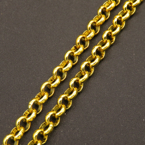 Brass Chain,Rolo Chains,Belcher Chain,With Spool,Plating Gold,May Fade,3.5mm,about 980g/package,100 m/package,XMC00130vaia-L003