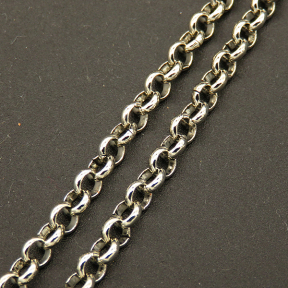 Brass Chain,Rolo Chains,Belcher Chain,With Spool,Plating White K Gold,May Fade,4mm,about 985g/package,100 m/package,XMC00140vaia-L003