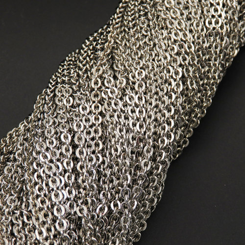 Brass Chain,Cable Chains,Plating White K Gold,May Fade,3mm,about 1870g/package,100 m/package,XMC00150aaha-L003